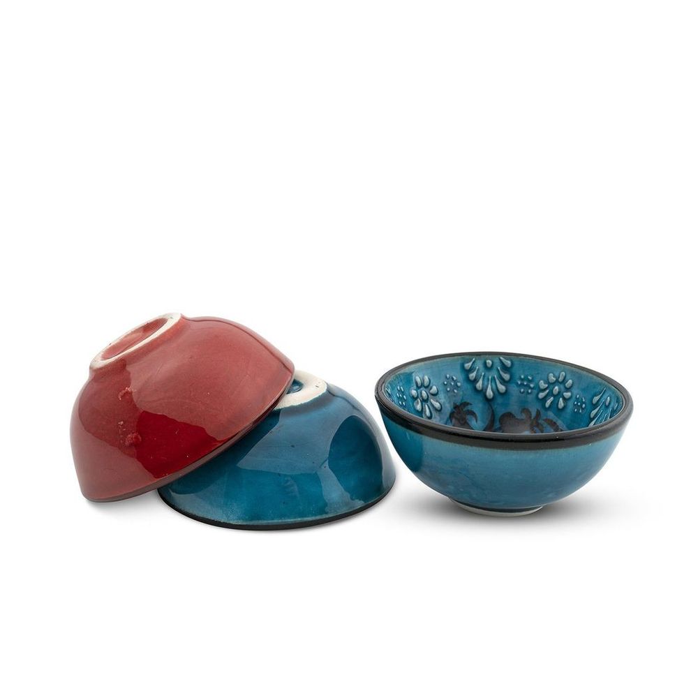 Handmade Ceramic Bowls Set of 6 Multicolour 8cm