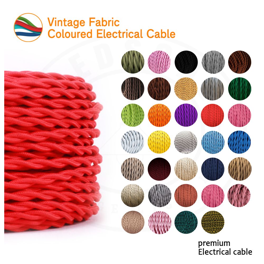 Vintage Italian Braided Cable - High-Quality, Flexible, Electrical Fabric Wire