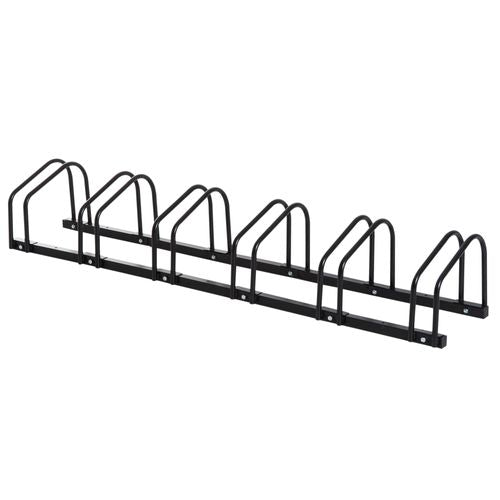 6 Bike Parking Rack Locking Storage Stand Holder Floor Wall Mount Black HOMCOM