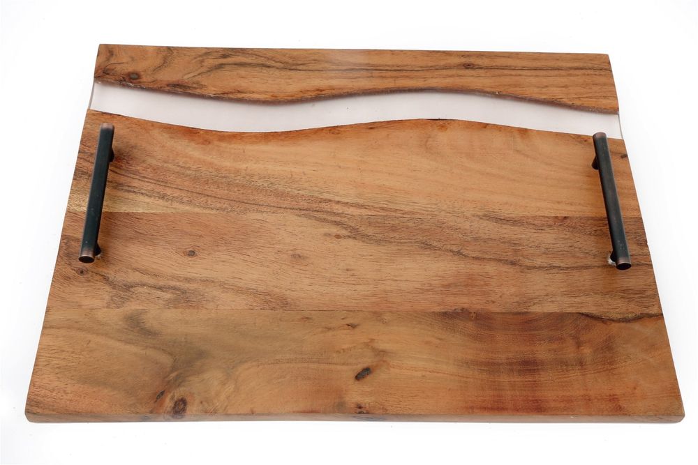 Premium Acacia Wood Tray | Elegant Design with Handles