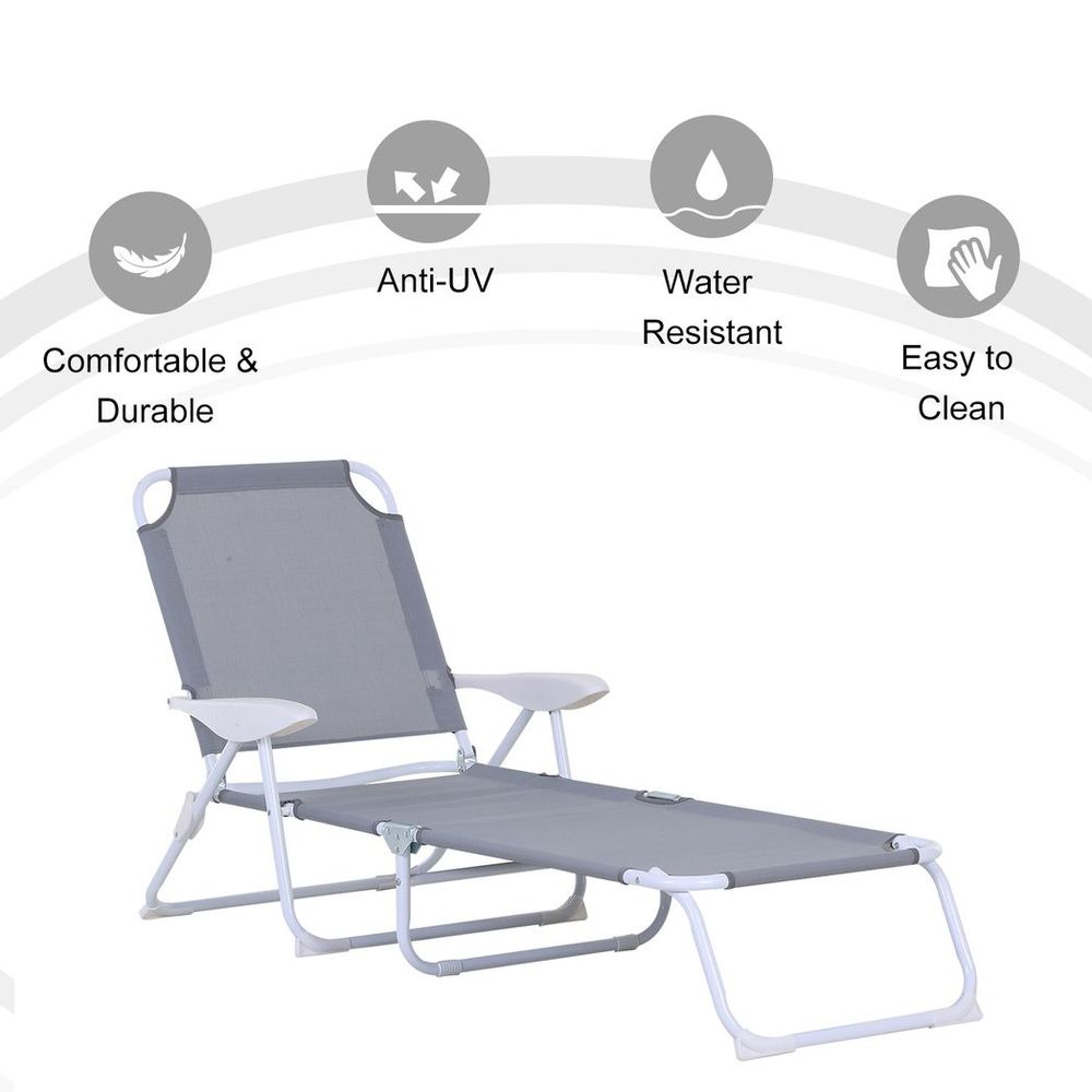 Outsunny Foldable Sun Lounger Chair - 4Level Backrest, Outdoor & Indoor, Comfortable, Durable
