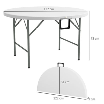 Premium Outsunny 122" Folding Round Picnic Table - 6 Person Capacity, HDPE, White