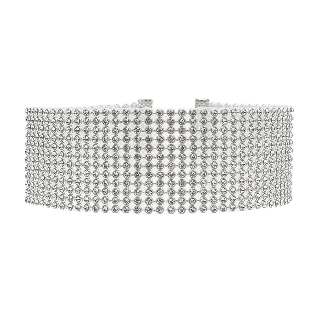 Flo Crystal Women's Chocker Necklace Set, 10mm, 16mm, or 25mm