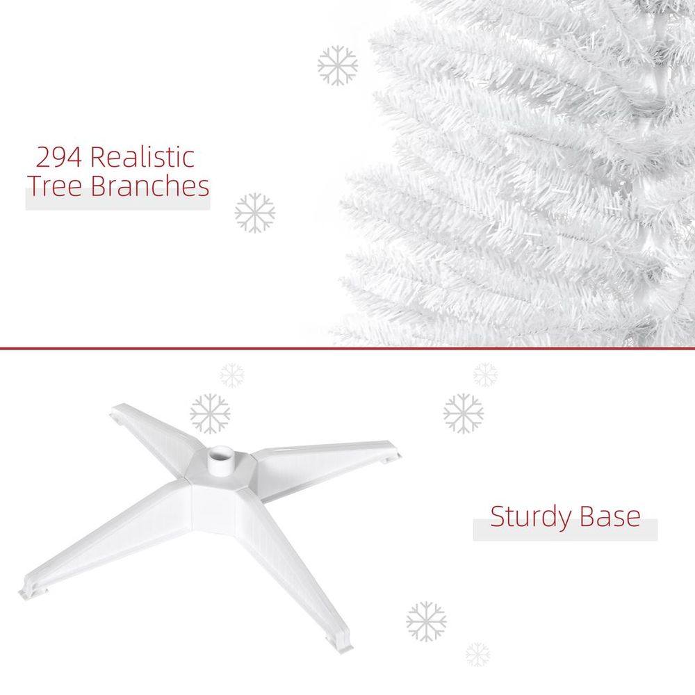 Homcom 5FT Pencil Slim Artificial Christmas Tree with Study Stand Tips White