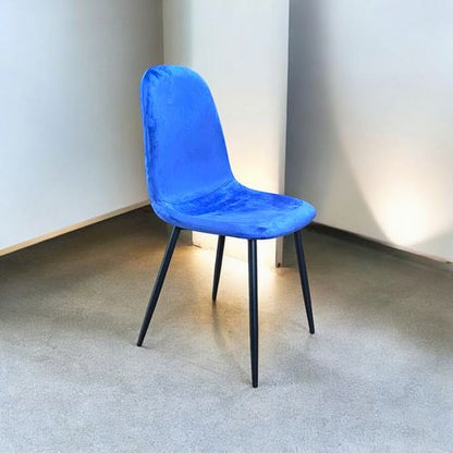 BLUE FABRIC CHAIR BLACK METAL LEGS