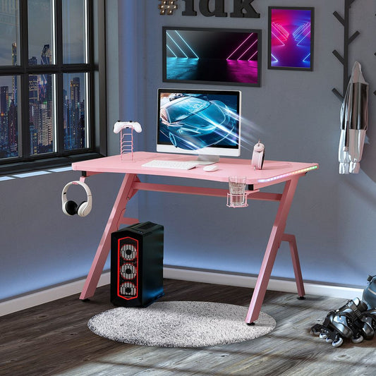 Ultimate Gaming Desk: RGB LED, Spacious Desktop, Ergonomic Design, Storage - High Performance!