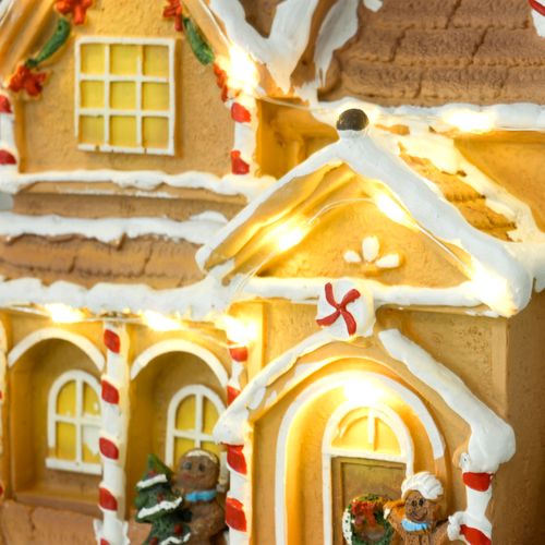 HOMCOM Lighted and Musical Christmas Candy House with Gingerbread Man Brown