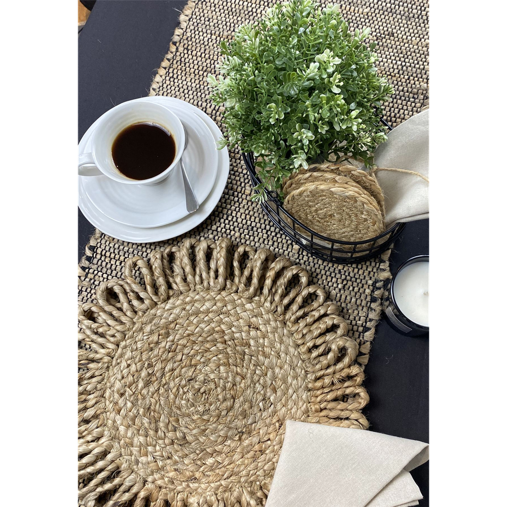 Premium Jute Star Placemats - Natural - Set of 2 - 36x36cm
