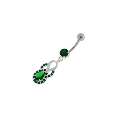 Tear Drop CZ with Fusion Infinity Dangling Navel Belly Button Ring