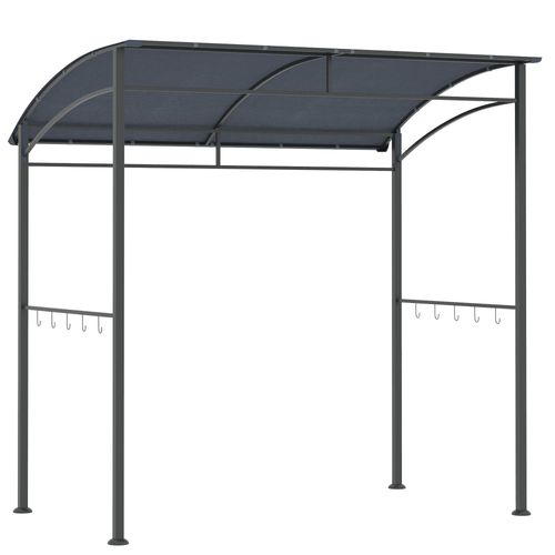 2M (7ft) BBQ Grill Gazebo Tent Garden Grill Metal Frame Grey