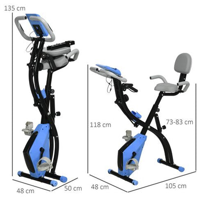HOMCOM 2-In-1 Folding Exercise Bike with 8-Level Magnetic Resistance