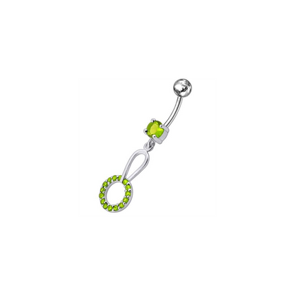 Jeweled Fancy Dangling SS Curved Navel Ring