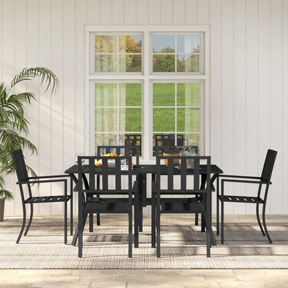 Outsunny 7 Pieces Patio Dining Set with Umbrella Hole, for Poolside, Garden