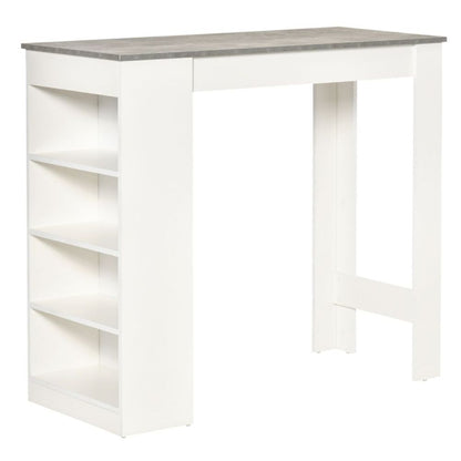 Coffee Table / Bar table | Clean white frame, with wood-effect table top | Grey