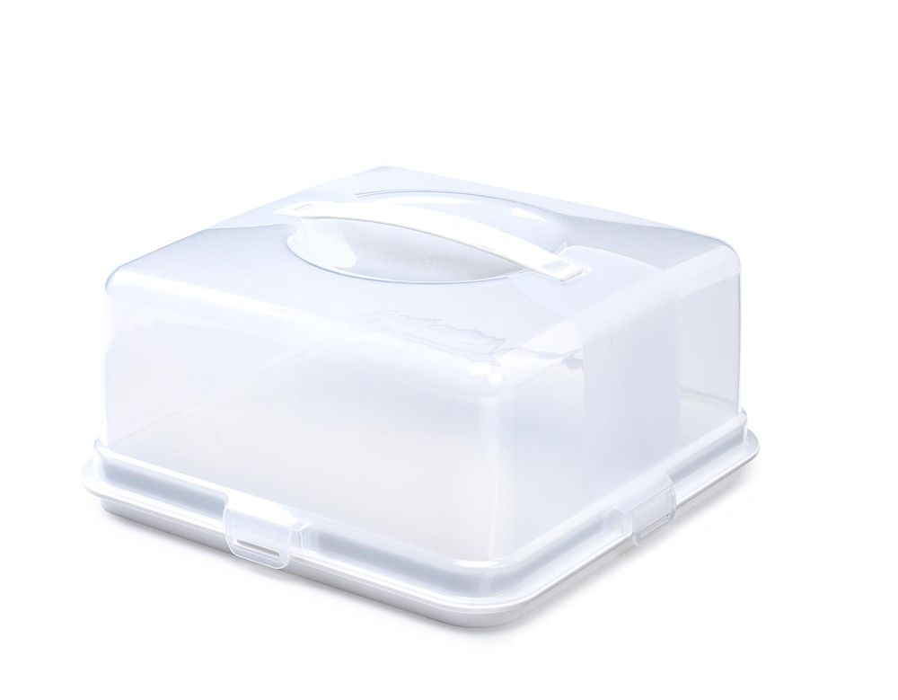 Premium Whitefurze Square Cake Box: High-Quality Plastic with Strong Locking Clips