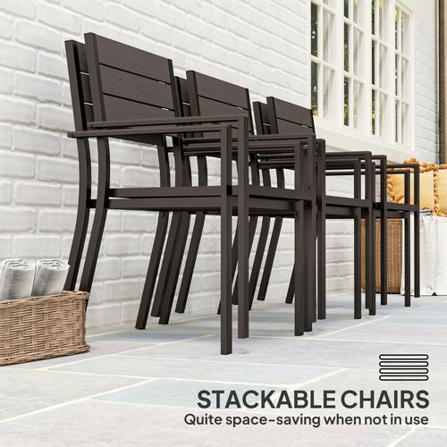 Outsunny 7 Piece Garden Furniture Set with Table and 6 Stackable Chairs