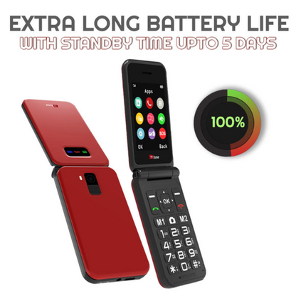 TTfone Red TT760 Flip 4G Mobile with USB C Cable, Giffgaff SIM