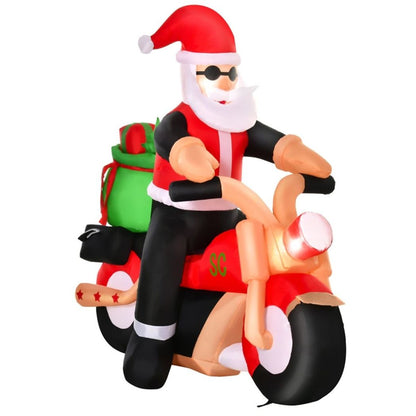 Father Christmas Inflatable Santa Claus riding a motorcycle | LED Lights Festive Display