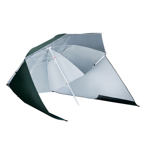Outsunny 2m UV Protection Fishing Beach Umbrella Brolly Shelter w/Side Panel Tent Green