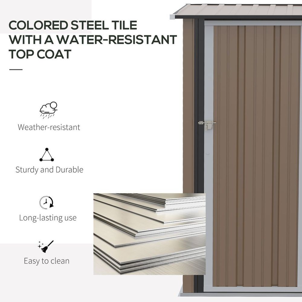 Premium Steel Garden Shed Brown | Lockable Door | Weather-resistant | Outdoor Storage Solution