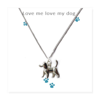Love Me Love My Dog Necklace on Message Card