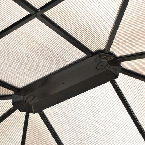 Outsunny 4.3m x 3.6m Aluminium Frame Texteline Draped Hardtop Gazebo Brown