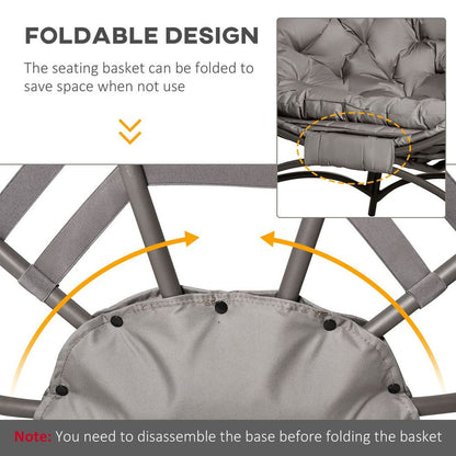 Egg Chair w/ Cushion Steel Frame and Side Pocket for Indoor Outdoor