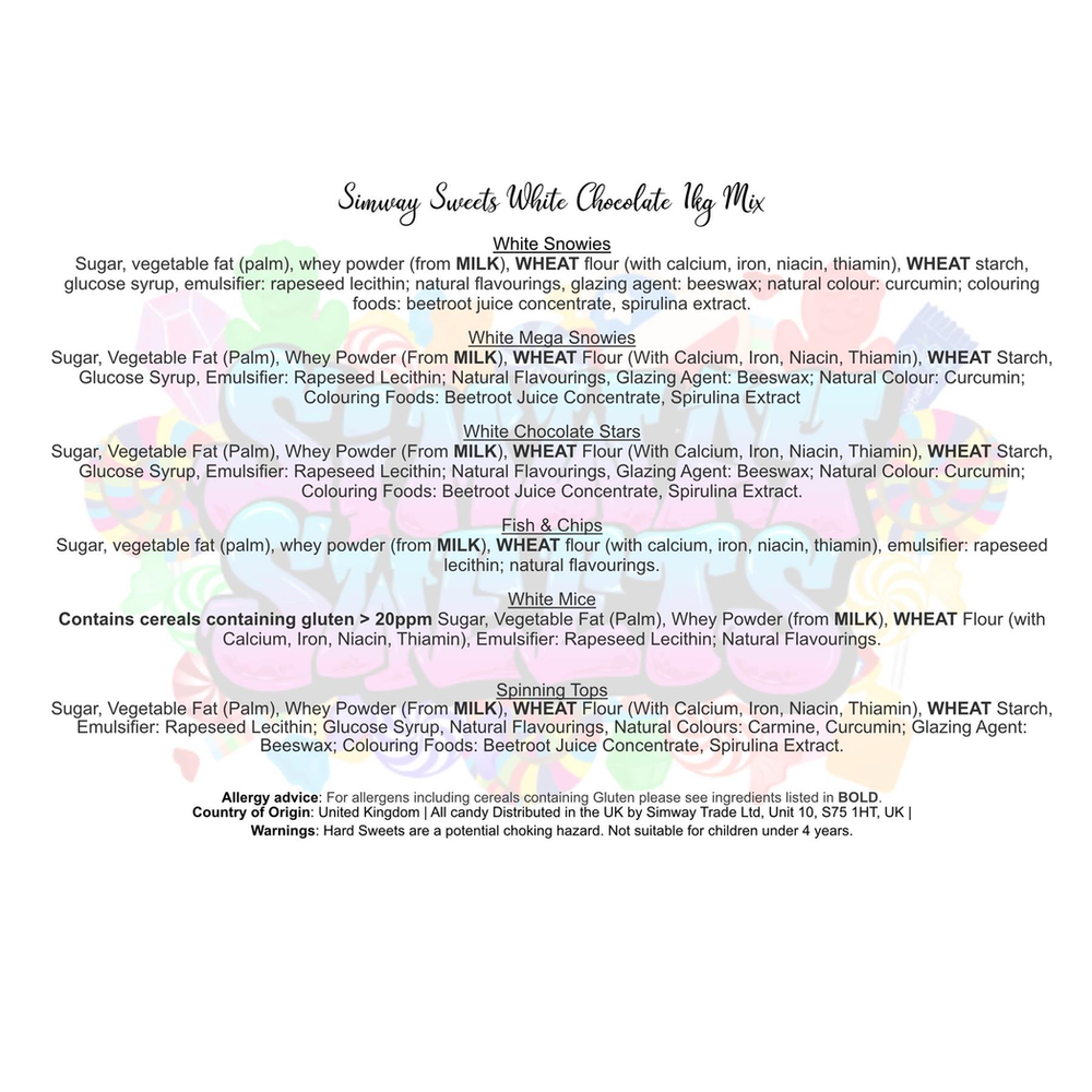 Premium White Chocolate Pick N Mix Party Favour - 1kg