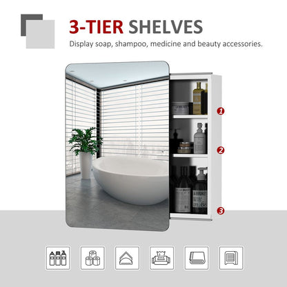 On-Wall Bathroom Storage Cabinet w/ Sliding Mirror Door Steel Frame - Space-Saver, Elegant, and Rust-Resistant