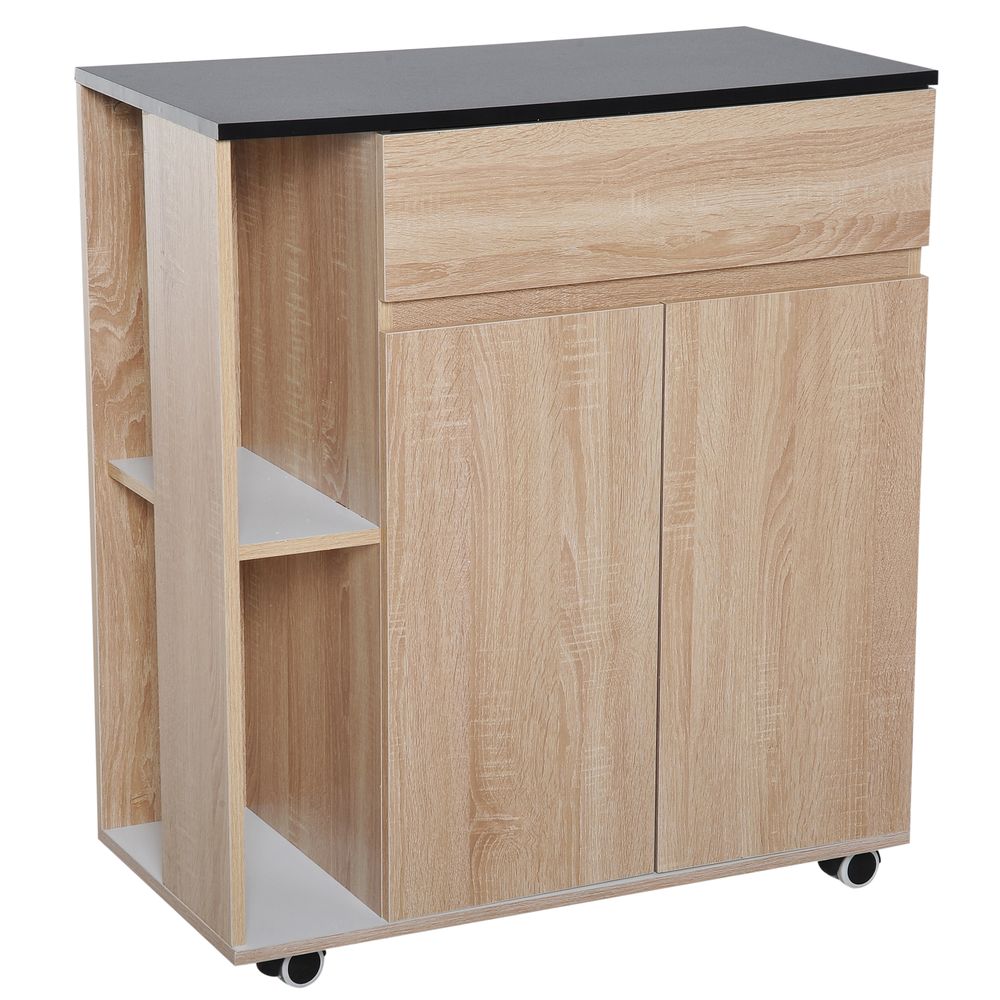 Kitchen Storage Trolley Cart Cupboard Rolling Island Shelves Cabinet Wheels