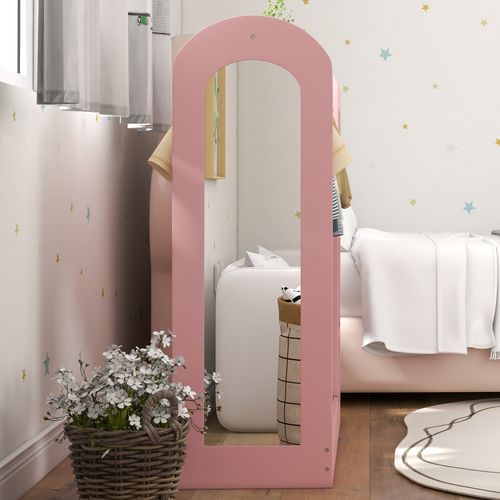 AIYAPLAY Kids Cloth Rail with Storage Shelf, Boxes, Mirror for Bedroom