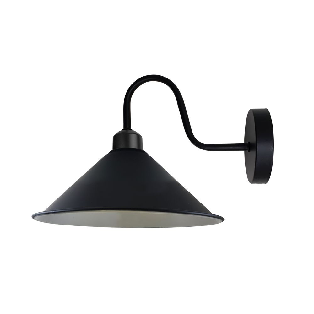 Vintage Black Wall Light Fixture, E27 Base Swan Neck Cone Shape Shade - High Quality, Dimmable - Perfect for Any Room