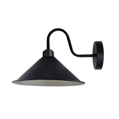 Vintage Black Wall Light Fixture, E27 Base Swan Neck Cone Shape Shade - High Quality, Dimmable - Perfect for Any Room
