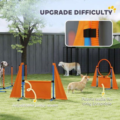 PawHut 6 Pieces Dog Agility Equipment, Obstacle Training Course Kit, Orange