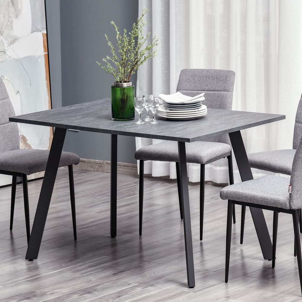 HOMCOM Dining Table with Metal Legs and Spacious Tabletop for Kitchen, Dining Room, Living Room, Dark Grey