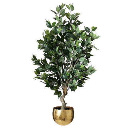 100cm Premium Artificial Ficus Twist Tree Gold Curve Planter