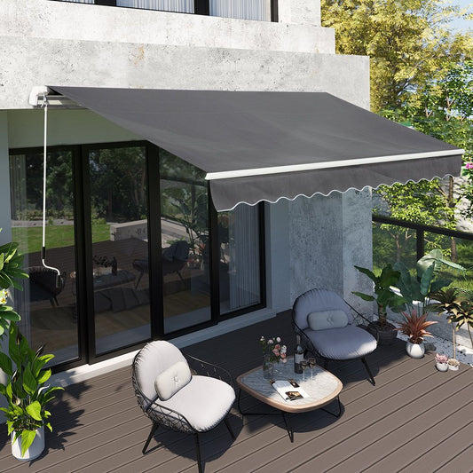 Premium 4x2.5m Retractable Awning - Sunshade Canopy & Crank Handle - High Quality, Easy Installation