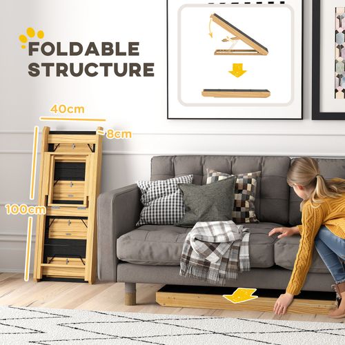 PawHut Dog Steps Dog Ramp, 3-Step Adjustable Height Pet Stairs for Medium Dogs