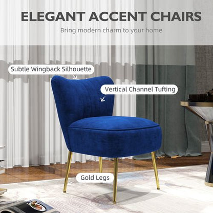 HOMCOM Accent Chair Wingback Armless Chair for Bedroom