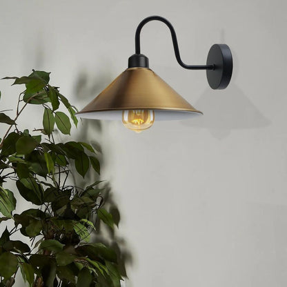 Vintage Yellow Brass Wall Light Fixture, Black Wall Sconce E27 Base - High Quality, Elegant Design - Perfect for Indoor Lighting