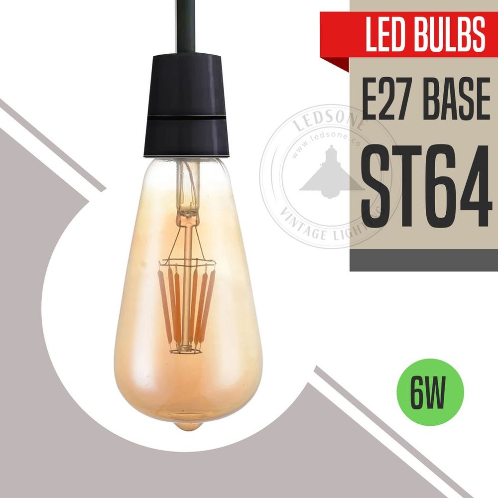 5 Pack E27 LED Edison Dimmable Vintage Amber Glass Warm white 2700K Light Bulb,