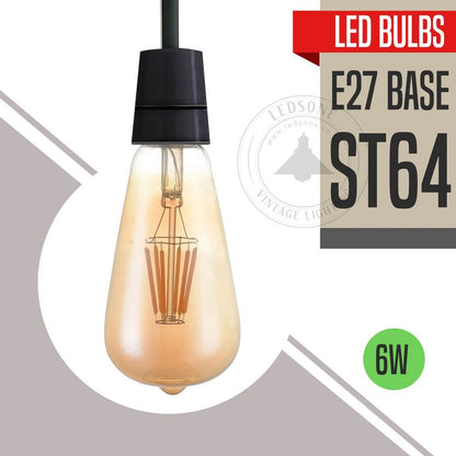 5 Pack E27 LED Edison Dimmable Vintage Amber Glass Warm white 2700K Light Bulb,