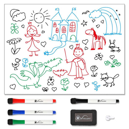 Premium Vinsani Magnetic Whiteboard 450x600 + 4 Markers & Eraser