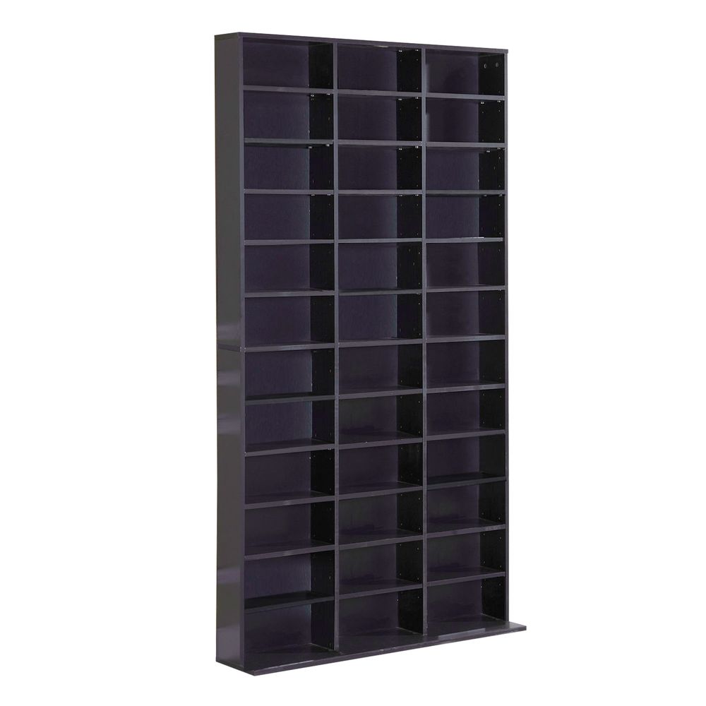 HOMCOM CD DVD Media Storage Shelves Display Shelf Racks Wooden Frame Black (for 1116 CDs or 528 DVDs/Blu-rays)