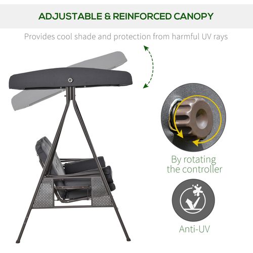 Steel Swing Chair Hammock Garden 3 Seater Canopy w/ Cushions Shelter