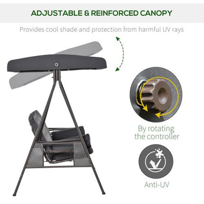 Steel Swing Chair Hammock Garden 3 Seater Canopy w/ Cushions Shelter