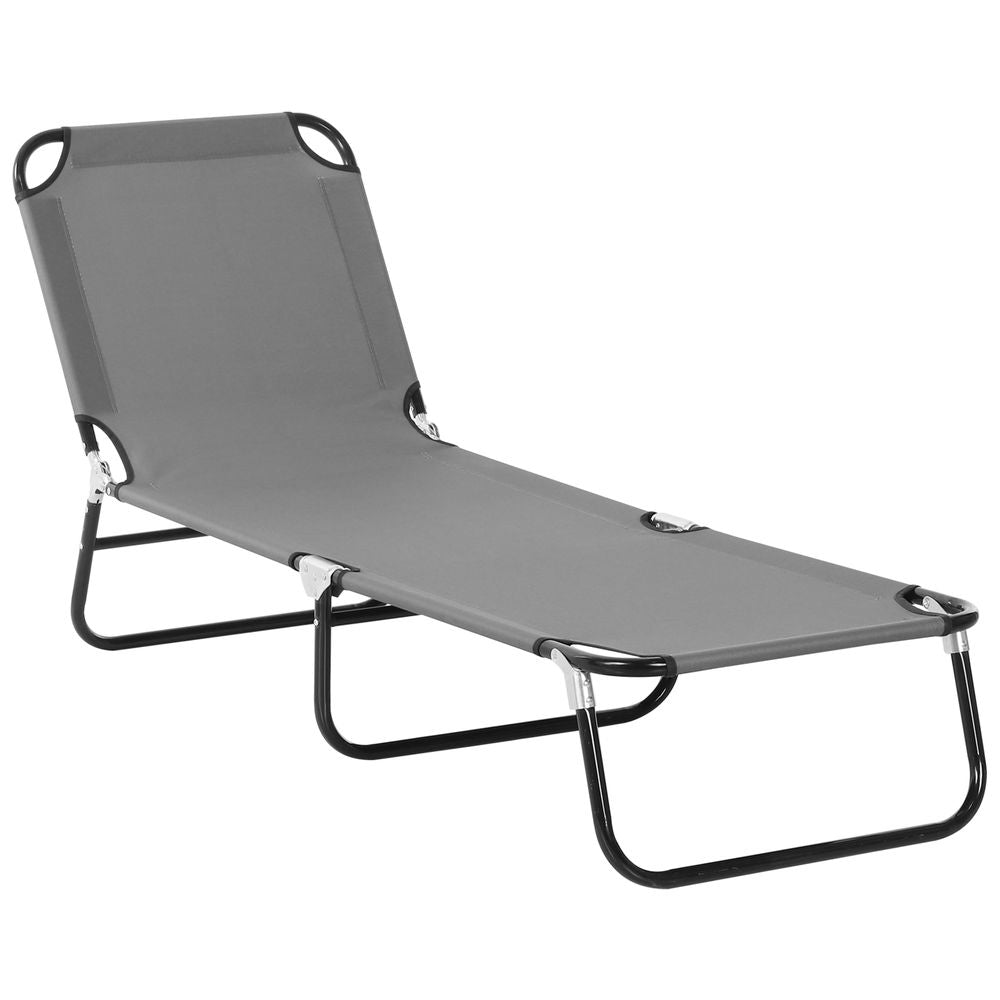 Ultimate Comfort Lounge Chair: 5-Level Adjustable Backrest, Reinforced Metal Frame, Grey