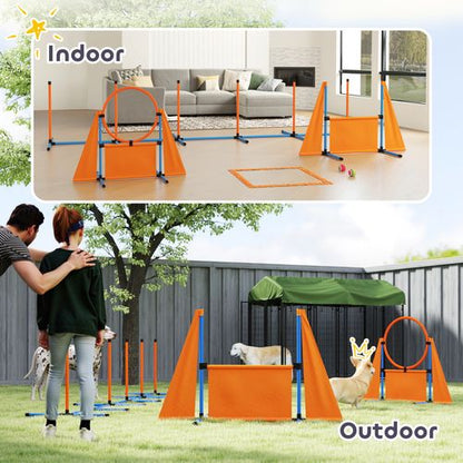 PawHut 6 Pieces Dog Agility Equipment, Obstacle Training Course Kit, Orange