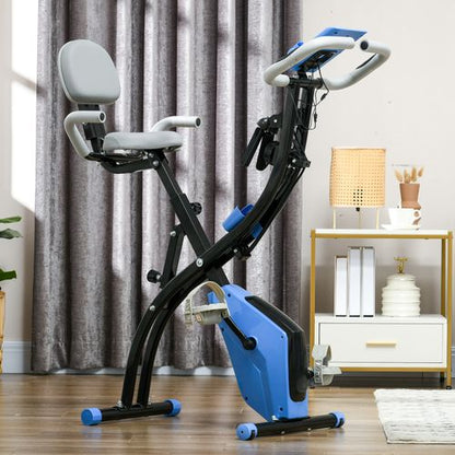 HOMCOM 2-In-1 Folding Exercise Bike with 8-Level Magnetic Resistance