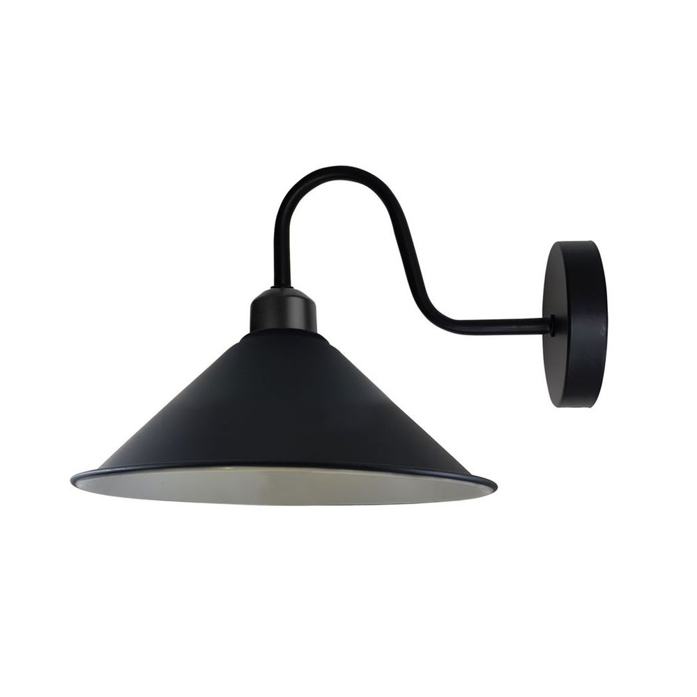 Vintage Black Wall Light Fixture, E27 Base Swan Neck Cone Shape Shade - High Quality, Dimmable - Perfect for Any Room